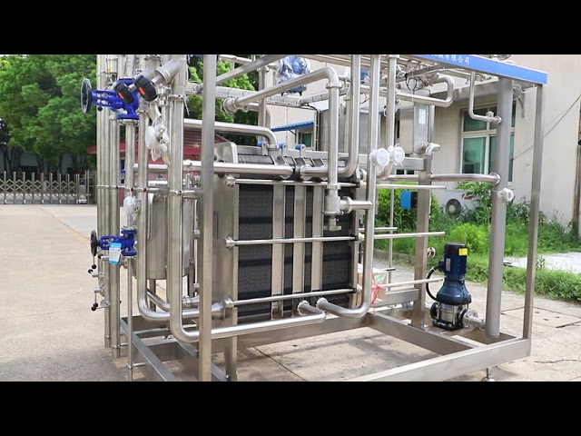 CHINA 1000L Pasteurizer Machine With PLC For Milk / Yogurt / Fruit Juice Processing Line SUS304/316 te koop
