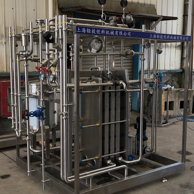 Gepersonaliseerde 0,5-20T/H pasteurisator voor sinaasappelsap / appelsap / kokosnootprocessing machine met PLC SUS304 / 316